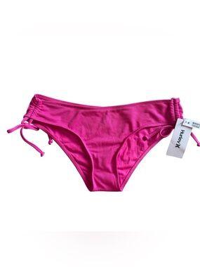 NWT Hurley Hot Pink Textured Bikini Bottoms with Side Ties Size M